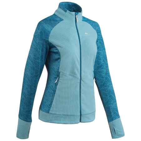 Chaqueta Polar Mujer Montaña Senderismo Quechua MH520 Turquesa Cremallera