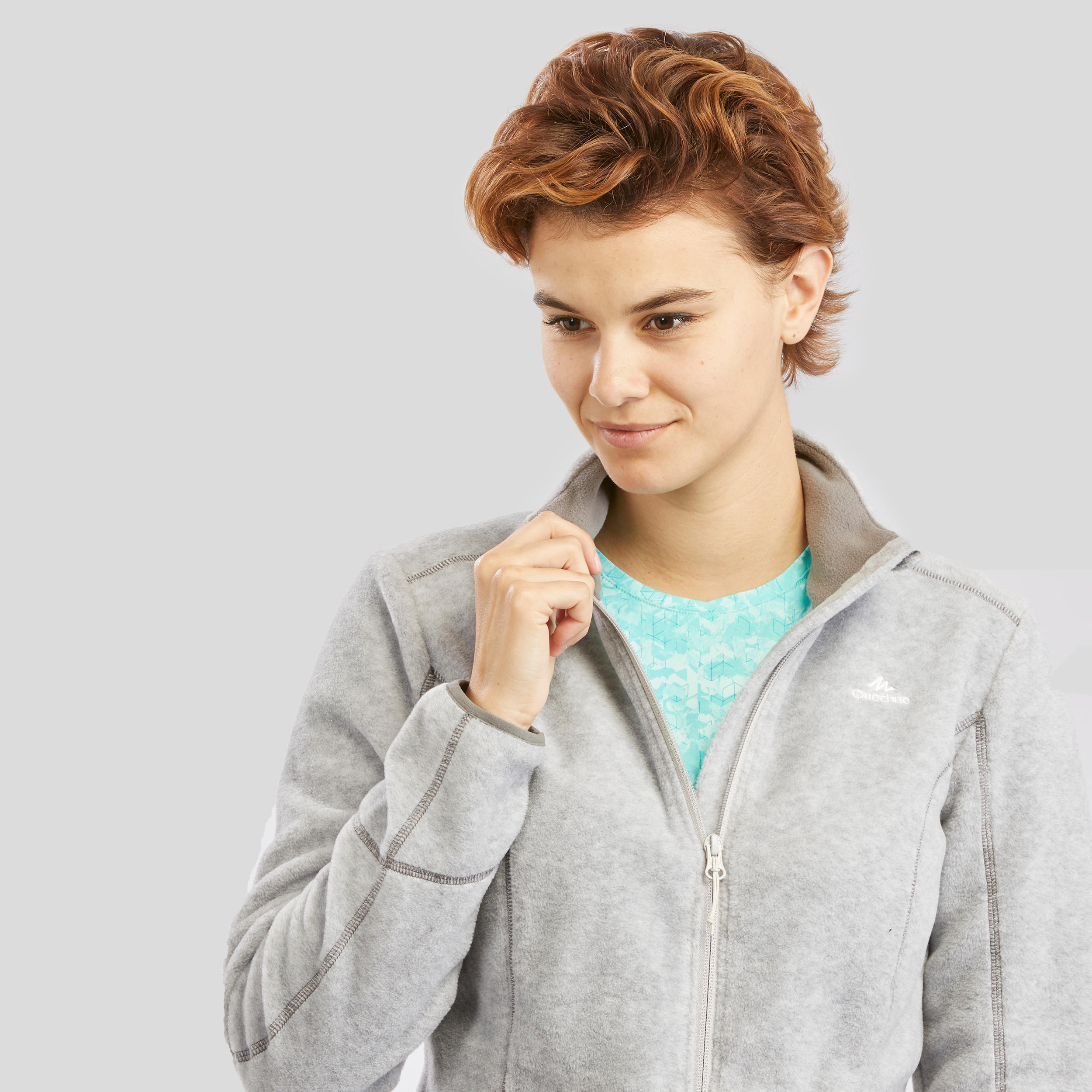 Women Mountain Hiking Fleece MH120 Grey
