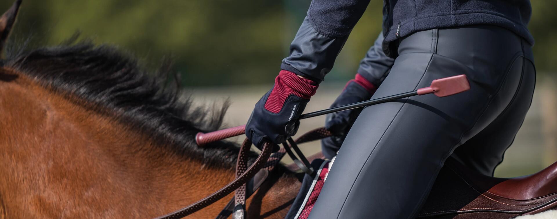 Pantalon équitation femme imperméable et chaud bleu KIPWARM