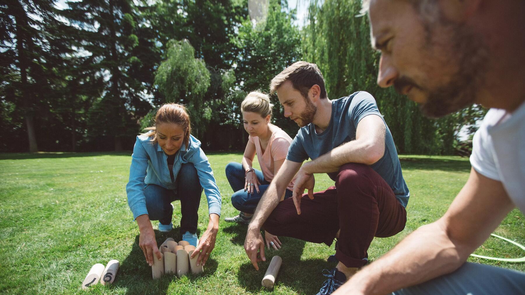 démonstration du positionnement des quilles finlandaises 