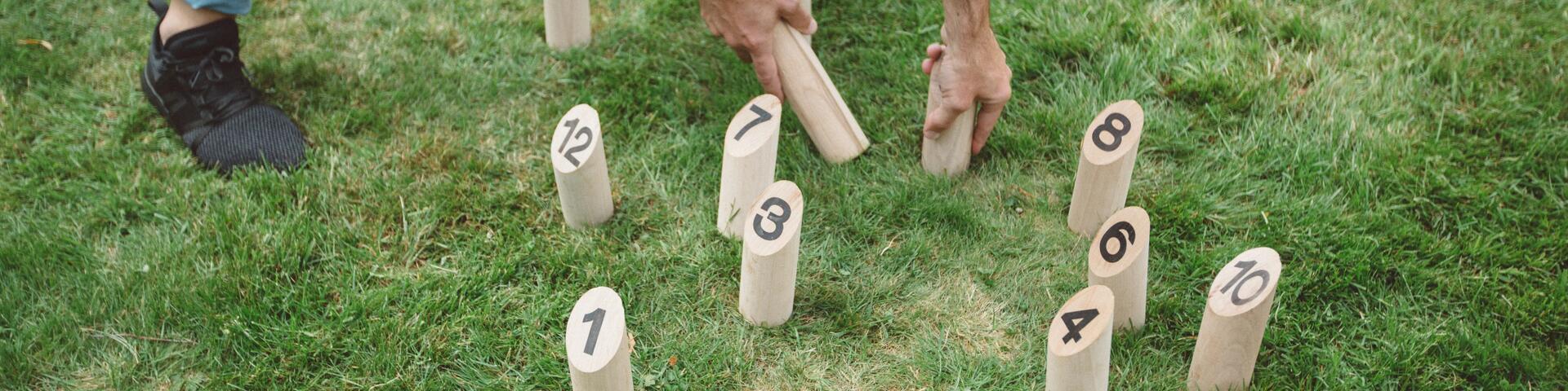 Finnish skittles on grass