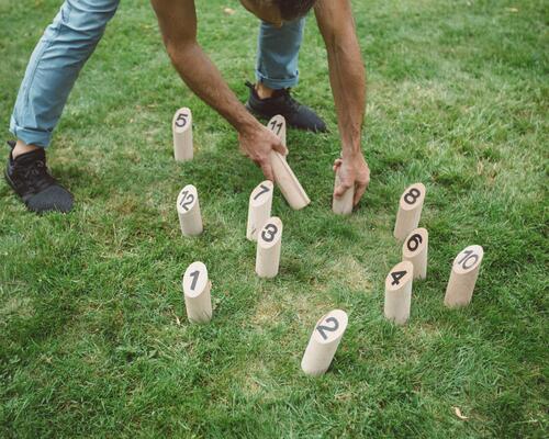 Finnish skittles on grass