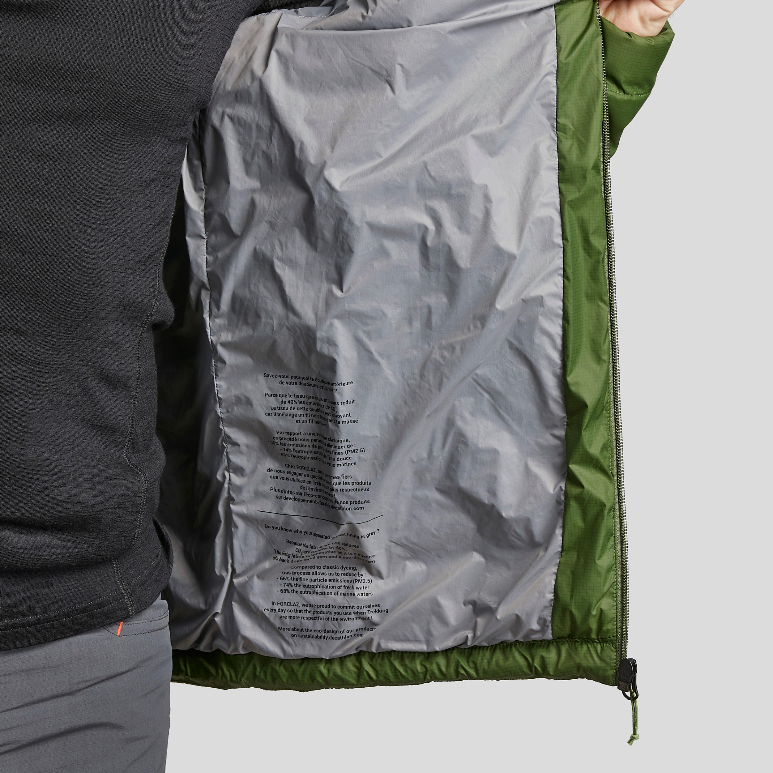 Doudoune de trek synthétique à capuche homme, MT100 - 5°C vert 5/8