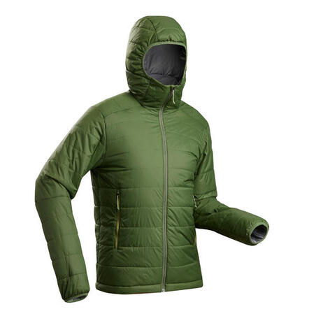 M Mountain Trekking Padded Jacket - Comfort -5°C - TREK 100 with Hood - Green