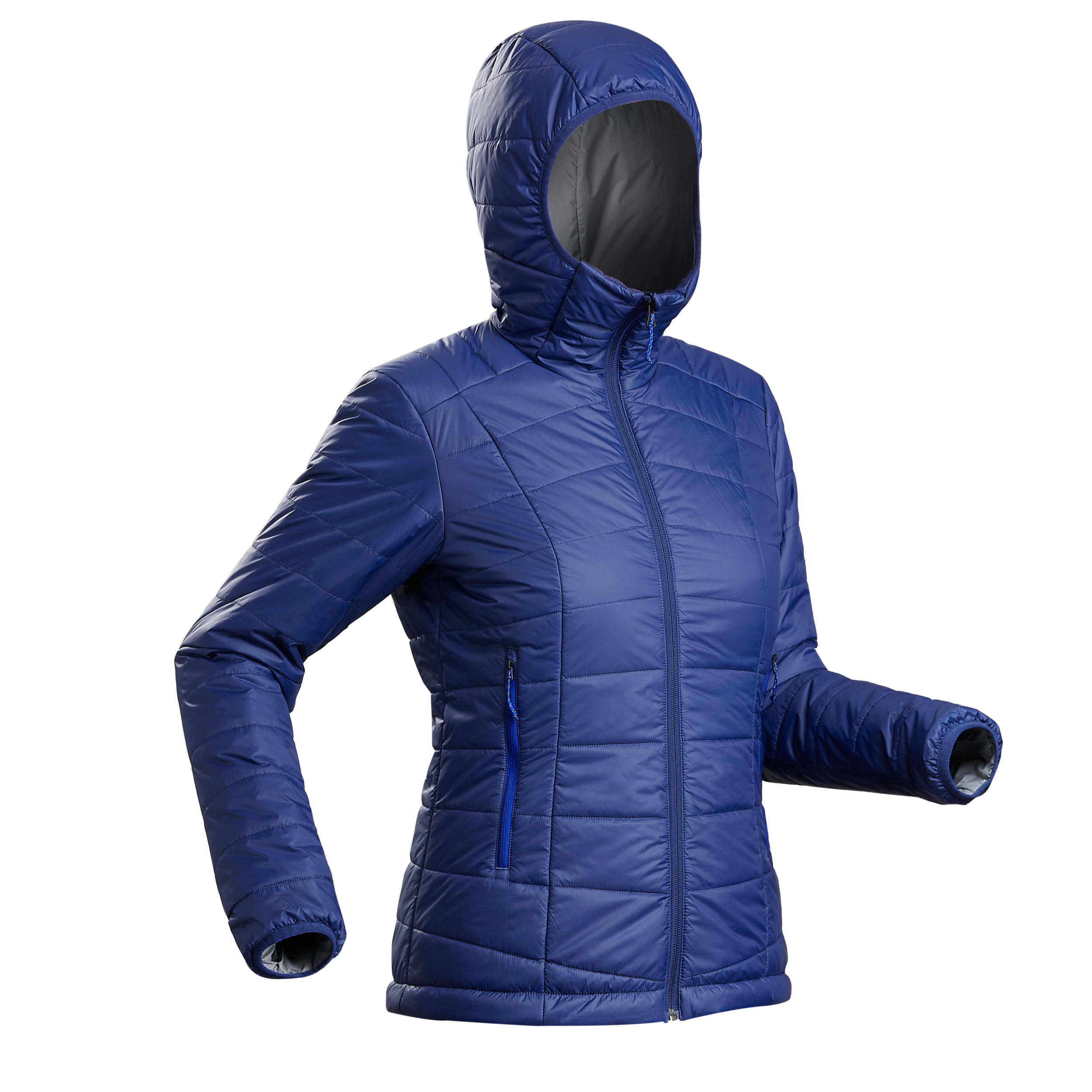 FORCLAZ Women’s Hooded Mountain Trekking padded Jacket TREK100 - Blue