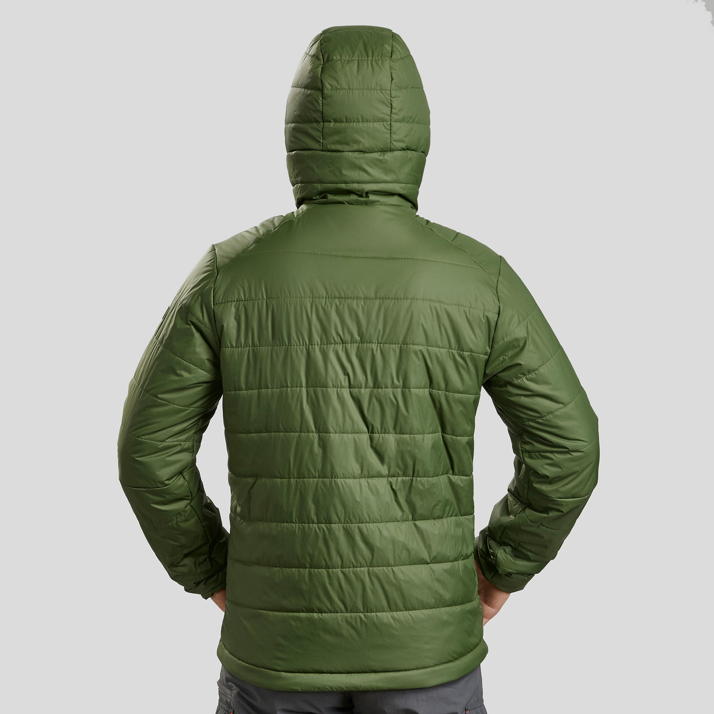 M Synthetic Mountain Trekking Padded Jacket - TREK 100 with hood  -5°C - Green 4/8