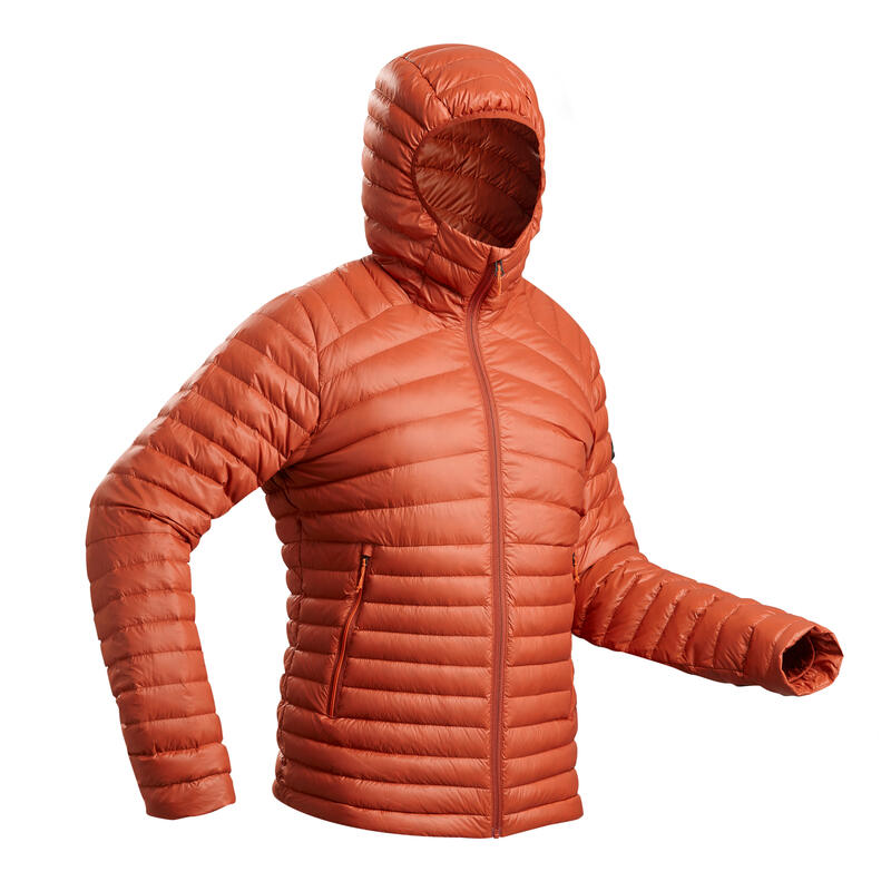 Férfi kapucnis kabát túrázáshoz MT100, -5 °C-ig, narancssárga