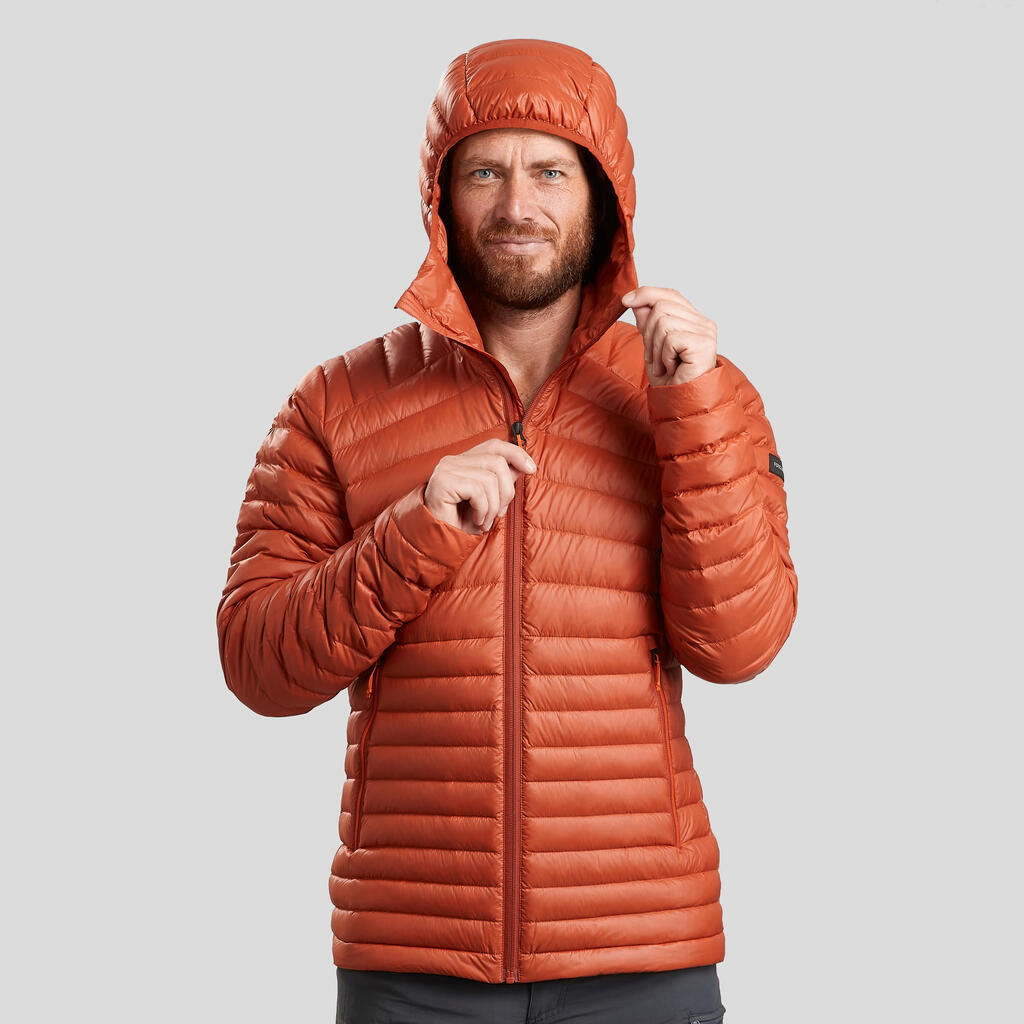 Men's Mountain Trekking Down Jacket with Hood - MT100 -5°C