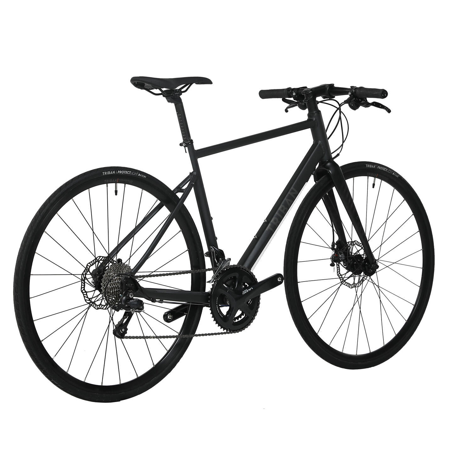 Road Bike Triban RC 500 Flat Bar Disc Sora 9 speed Black
