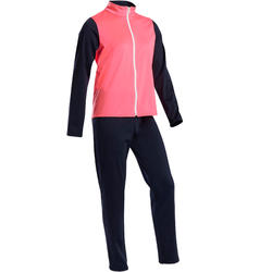 Survêtement enfant synthétique respirant - Gym'y orange corail, pantalon marine