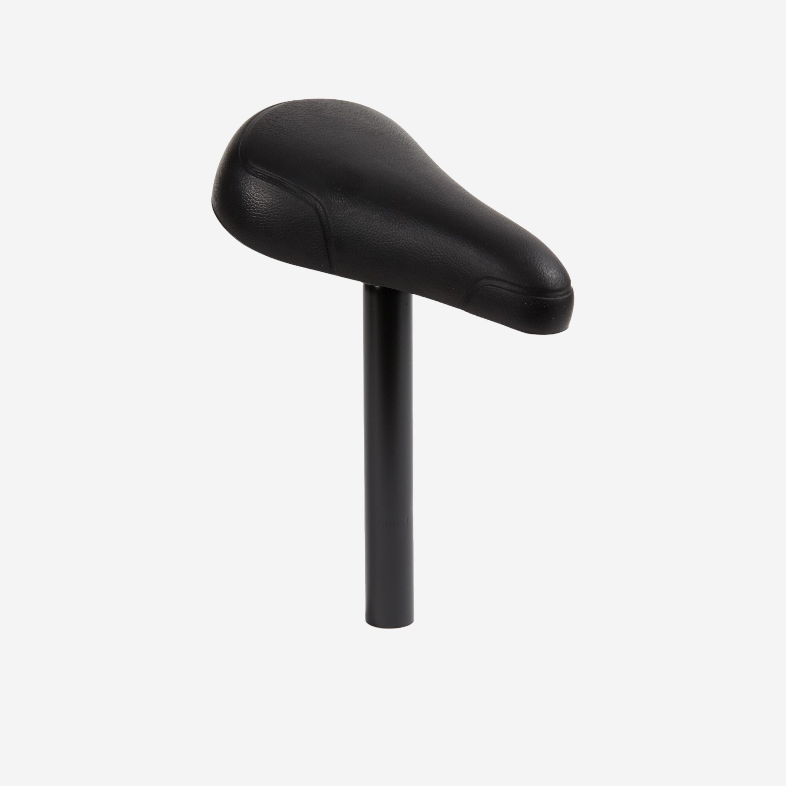 BTWIN Sattel schwarz 16 Zoll Fahrrad + Sattelstütze 26 mm schwarz | 03583788120117