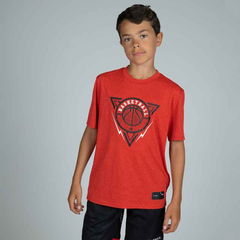Kids' Basketball TShirt / Jersey TS500 Red/BBL Triangle Decathlon