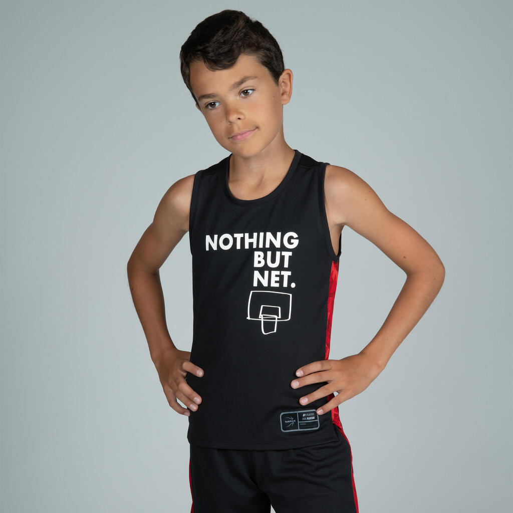 Basketballtrikot ärmellos T500 Kinder grün/violett My Game