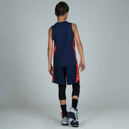 T500 Boys'/Girls' Intermediate Basketball Jersey - Navy/Orange