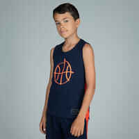 T500 Boys'/Girls' Intermediate Basketball Jersey - Navy/Orange