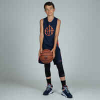 T500 Boys'/Girls' Intermediate Basketball Jersey - Navy/Orange