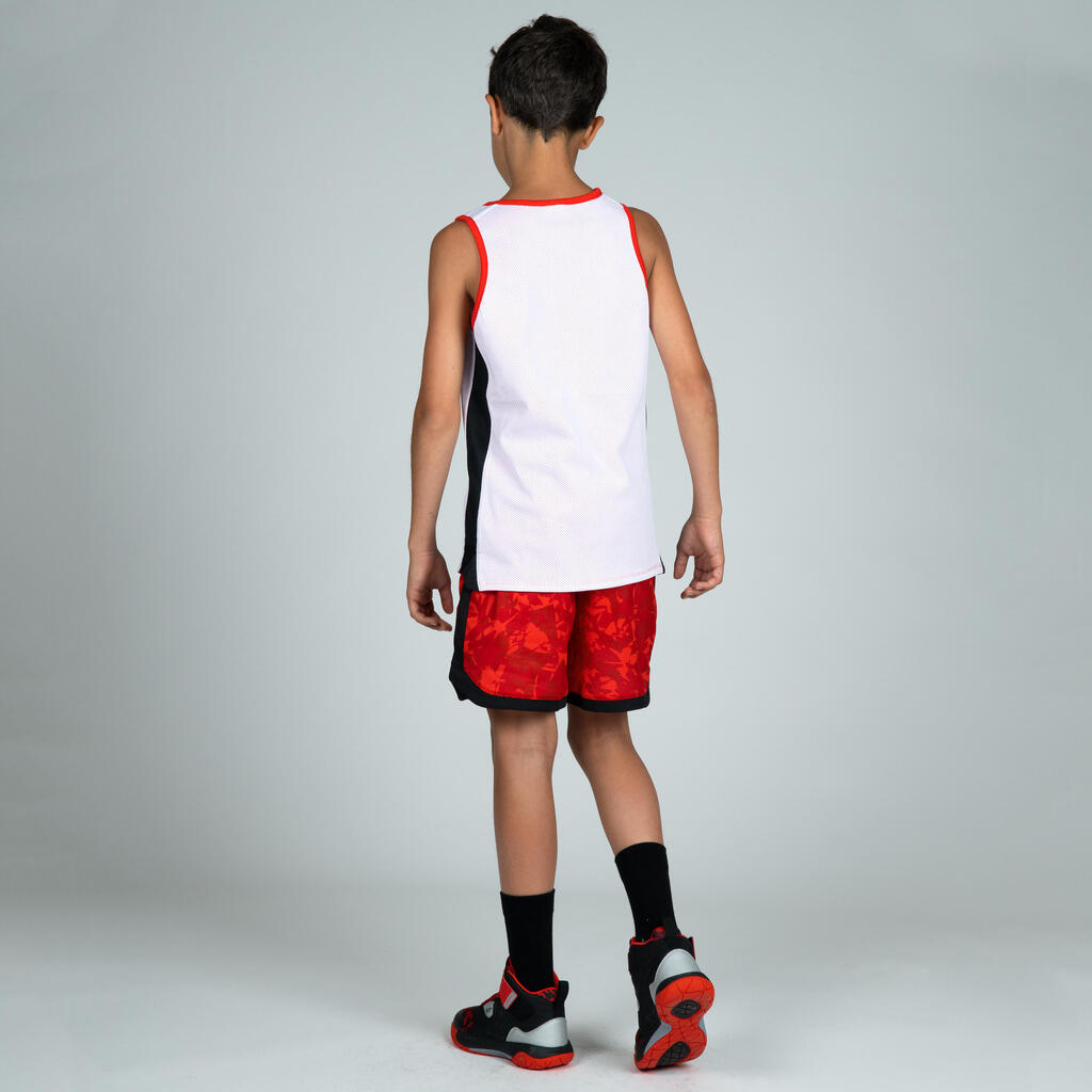 Kids' Reversible Basketball Shorts SH500R - Black/White