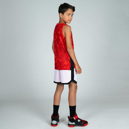 Баскетбольні шорти хлопцям/дівчатам, середня довжина, двосторонні - Білі/Червоні