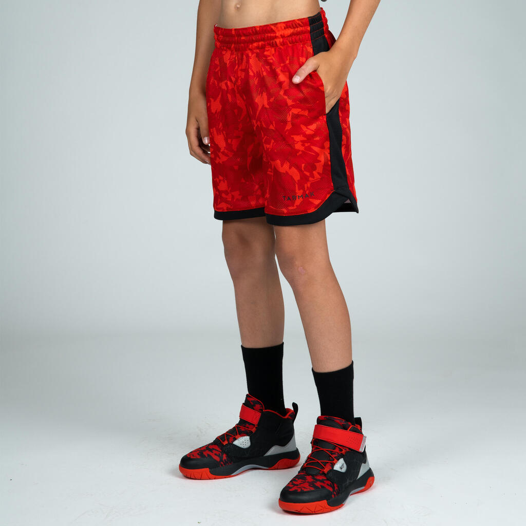 Kids' Reversible Basketball Shorts SH500R - Black/White