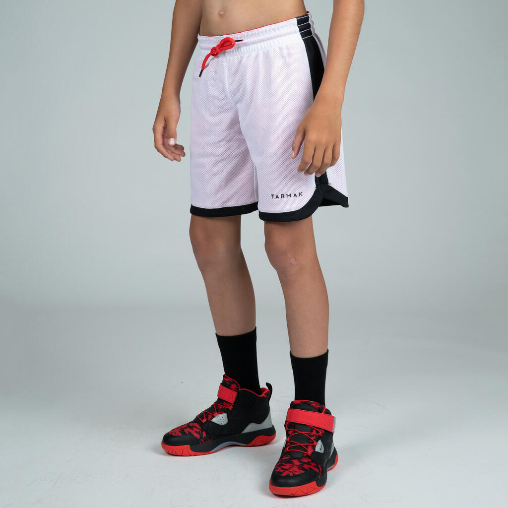 Kids' Reversible Basketball Shorts SH500R - Black/White