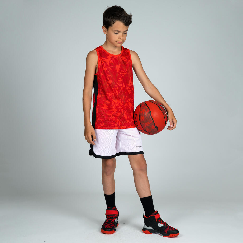 Kids' Reversible Basketball Shorts SH500R - Black/White