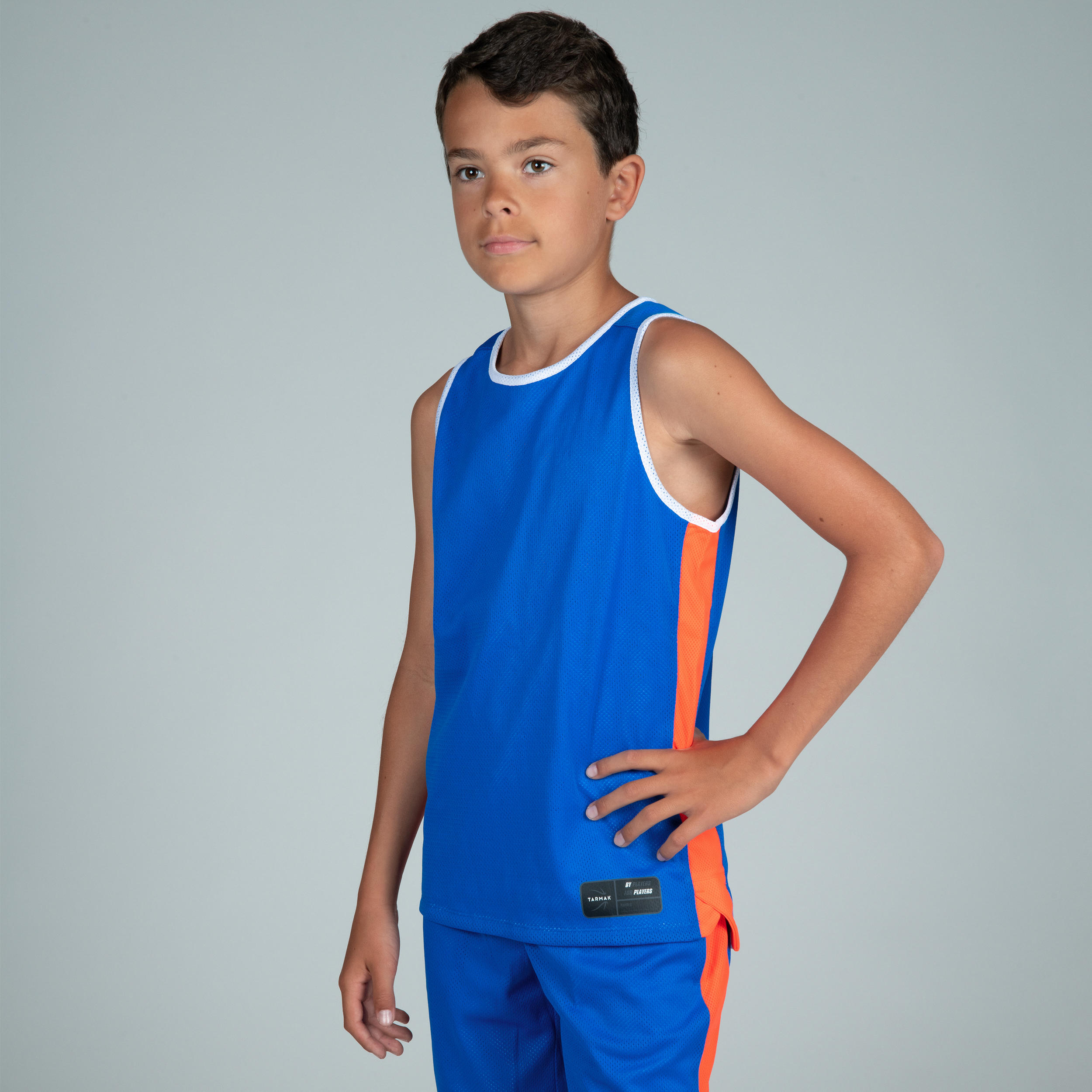 T500R Boys'/Girls' Intermediate Basketball Reversible Jersey - Blue/White 10/15