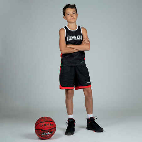 Kids' Reversible Sleeveless Basketball Jersey T500R - Grey/Black Clev