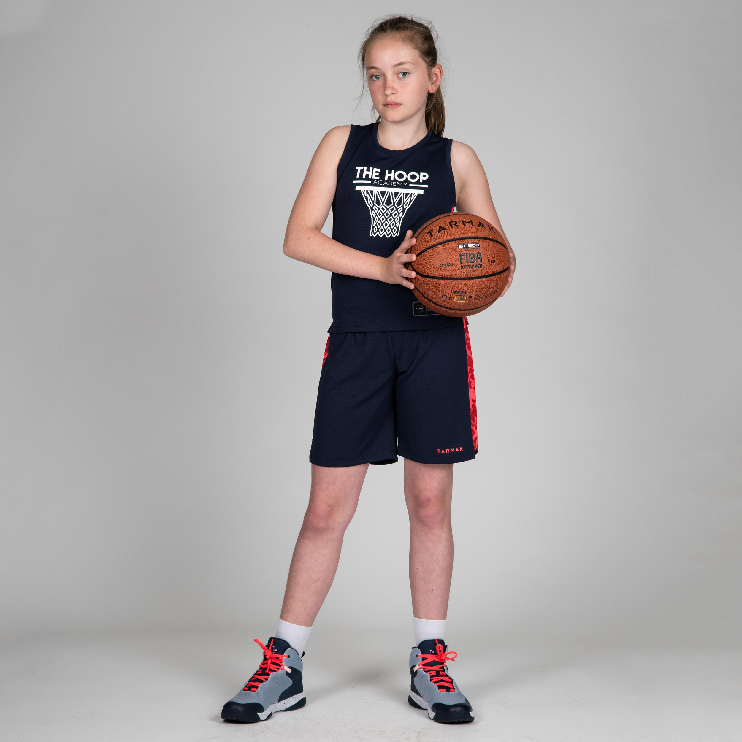 T500 Boys'/Girls' Intermediate Basketball Jersey - Navy/Pink 3/11