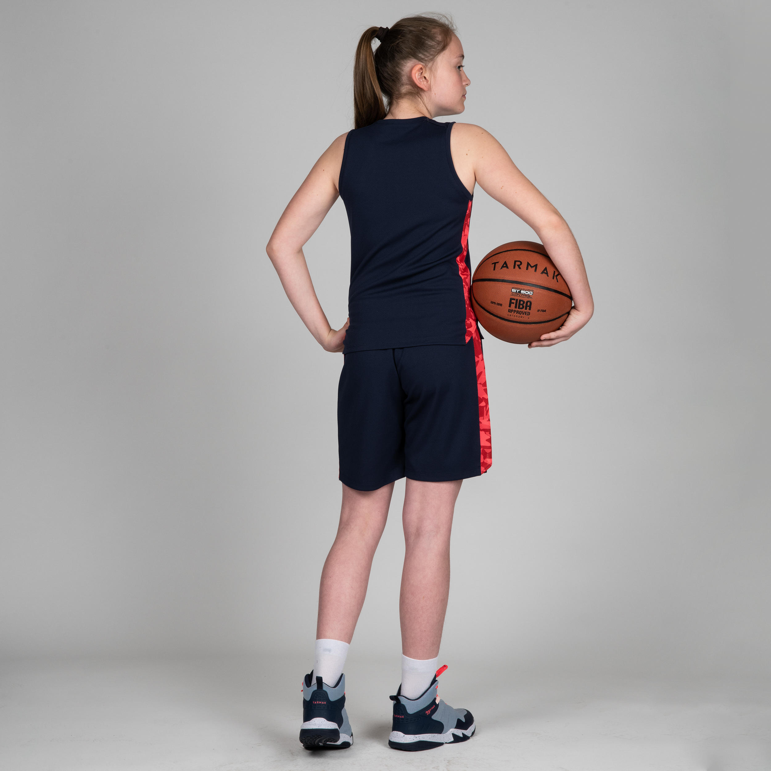 T500 Boys'/Girls' Intermediate Basketball Jersey - Navy/Pink 4/11