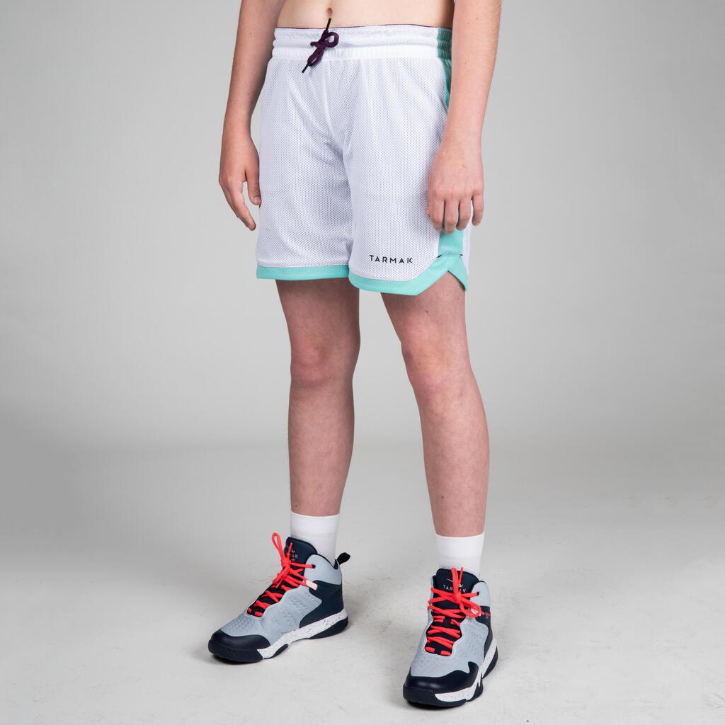 Kids' Reversible Basketball Shorts SH500R - Black/White