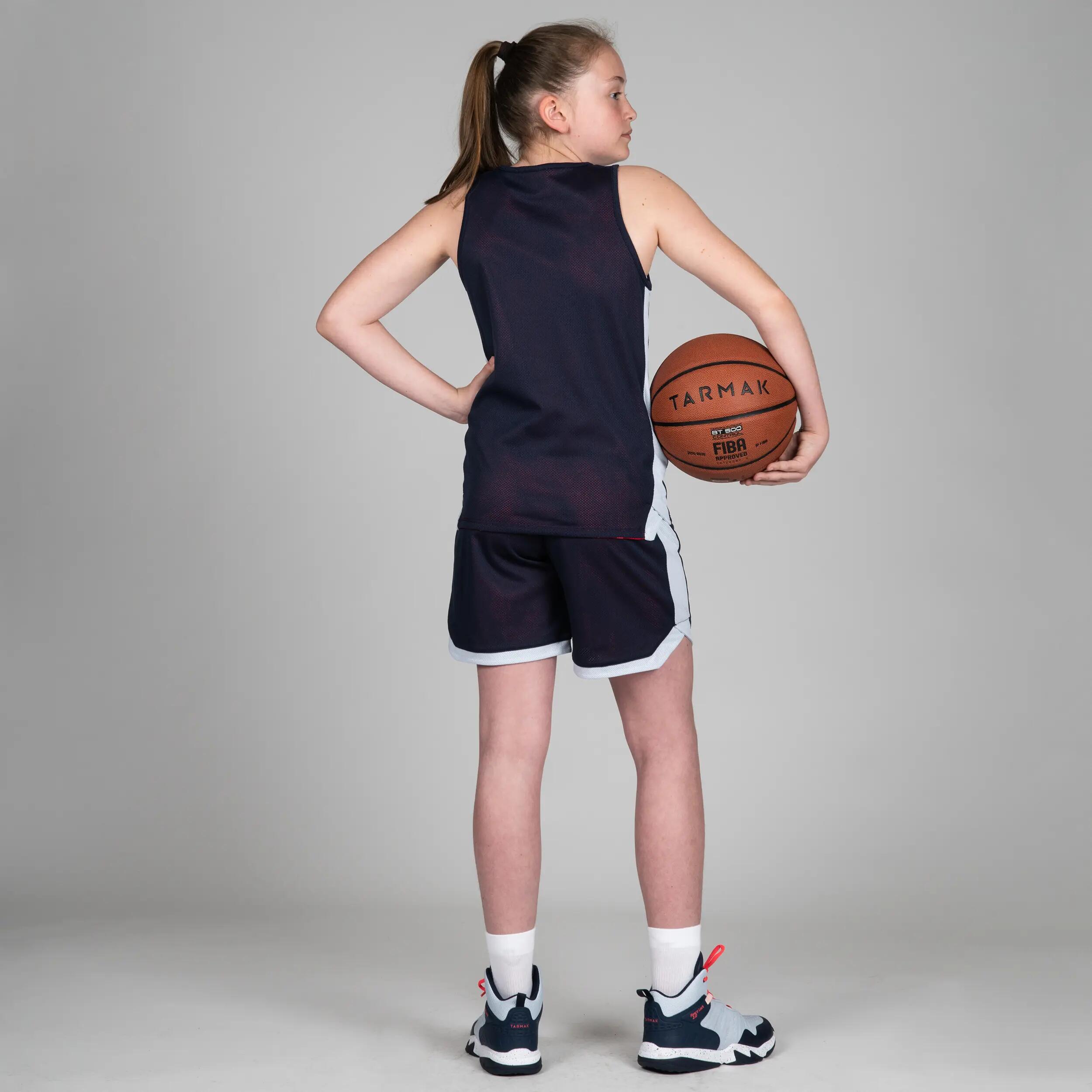 T500R Boys'/Girls' Intermediate Basketball Reversible Jersey - Pink/Navy BBL 9/11