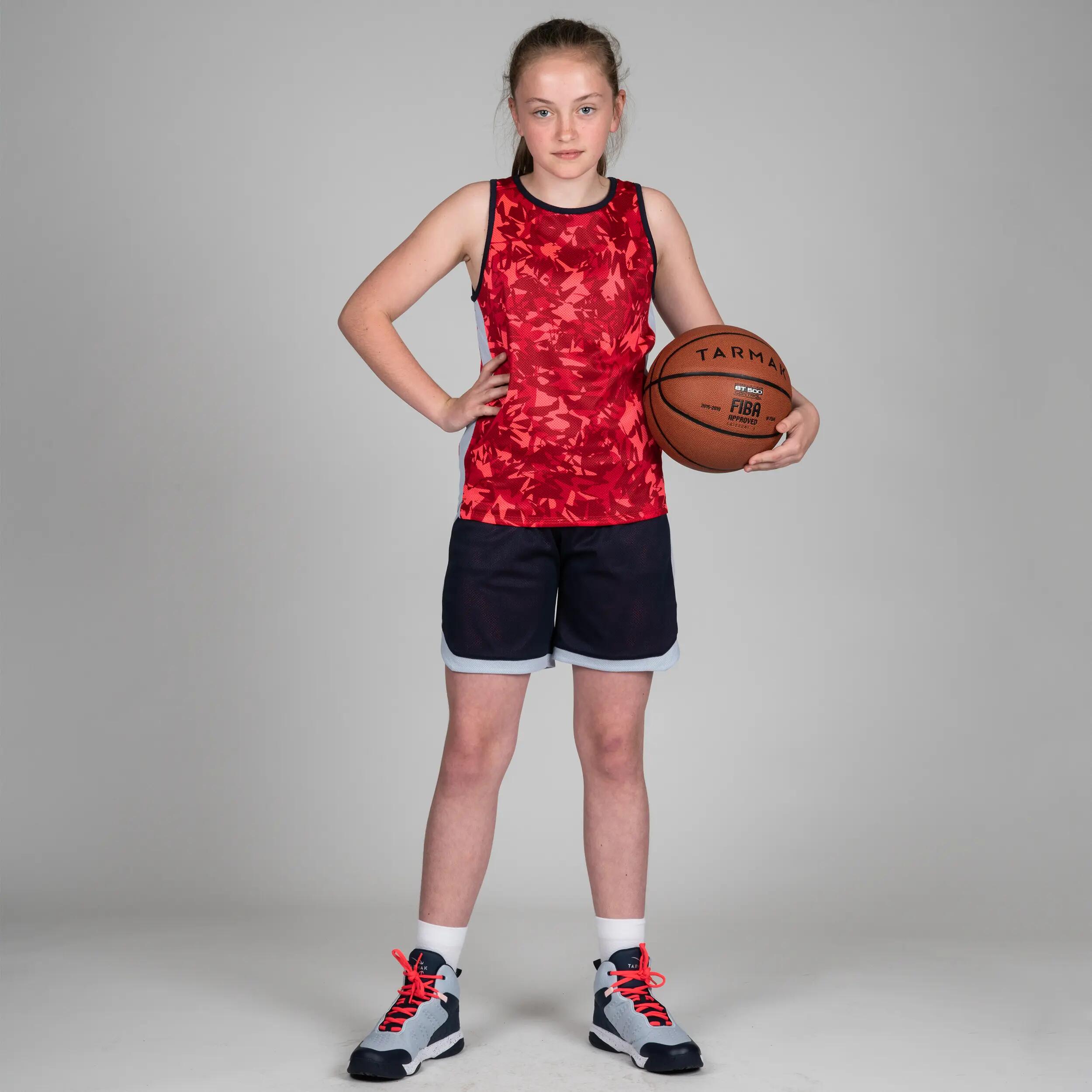 T500R Boys'/Girls' Intermediate Basketball Reversible Jersey - Pink/Navy BBL 4/11