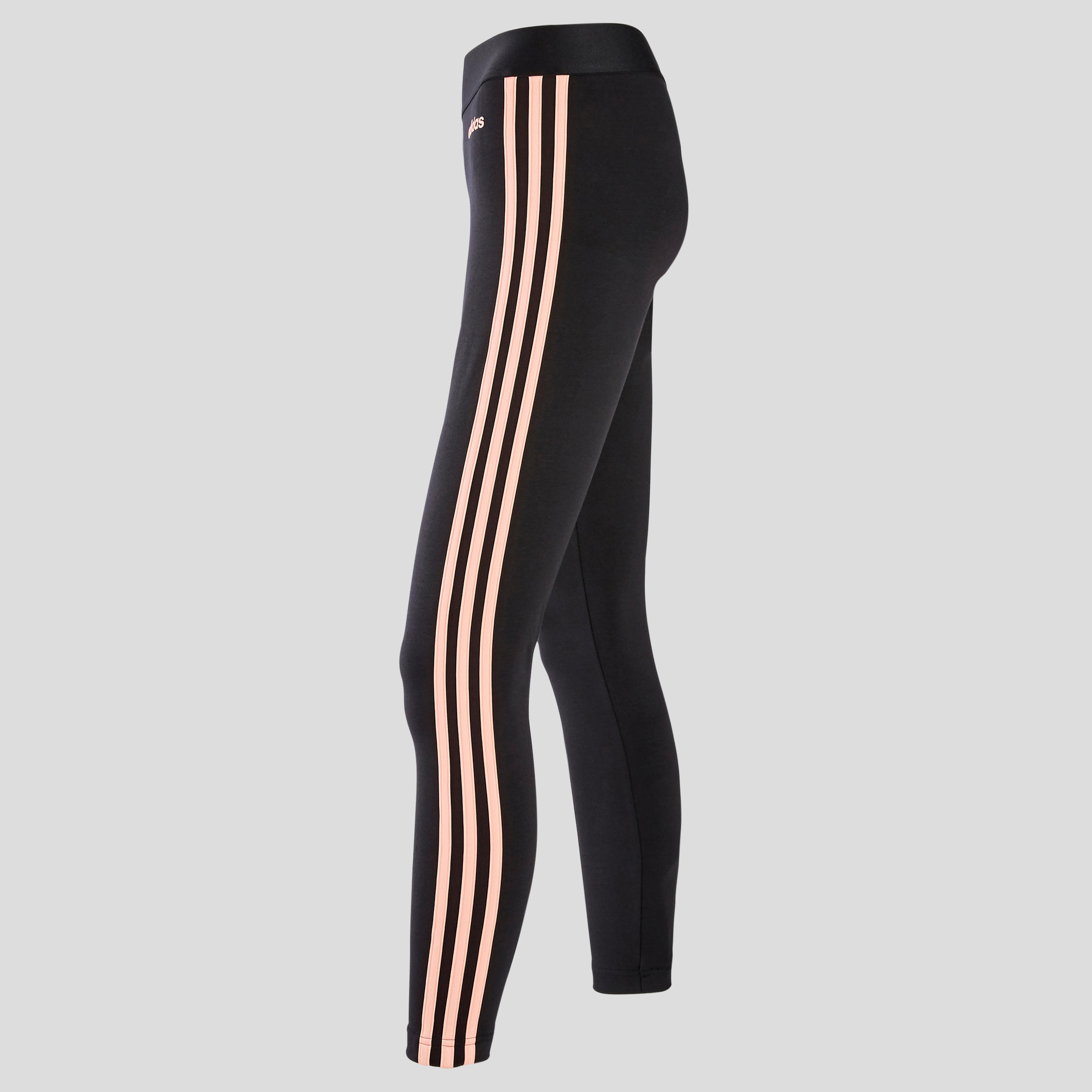 3 Stripe Leggings - Black/Pink - Decathlon