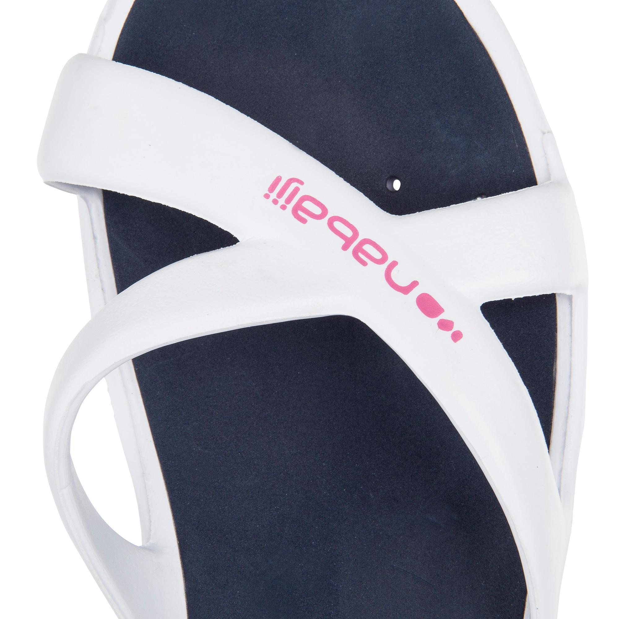 Pool Sandals Slap 500 White Blue NABAIJI Decathlon