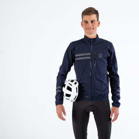 Чоловіча куртка 500 для велоспорту, водонепроникна - Темно-синя