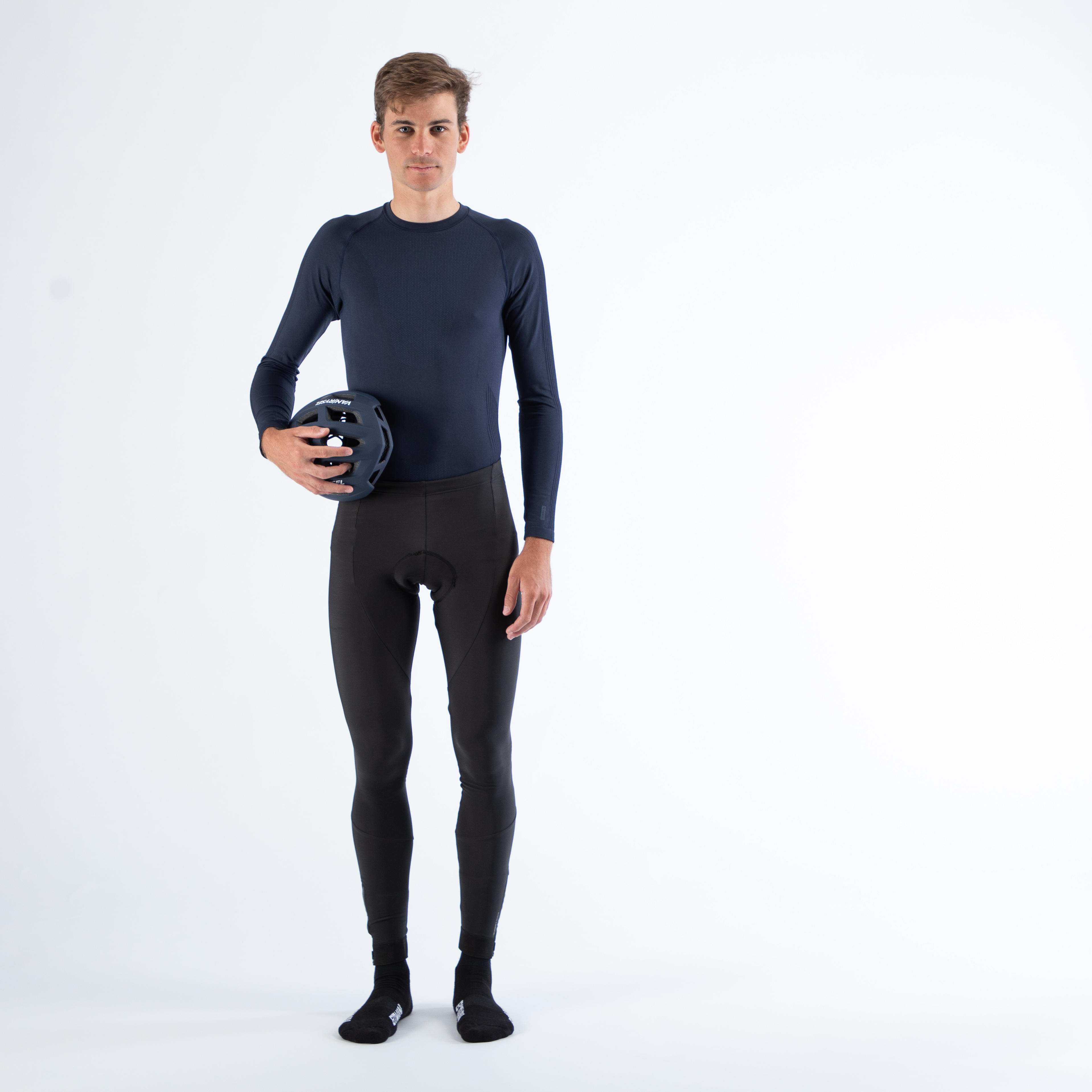 RC500 Men s Super Roubaix Winter Cycling Tights Black Decathlon