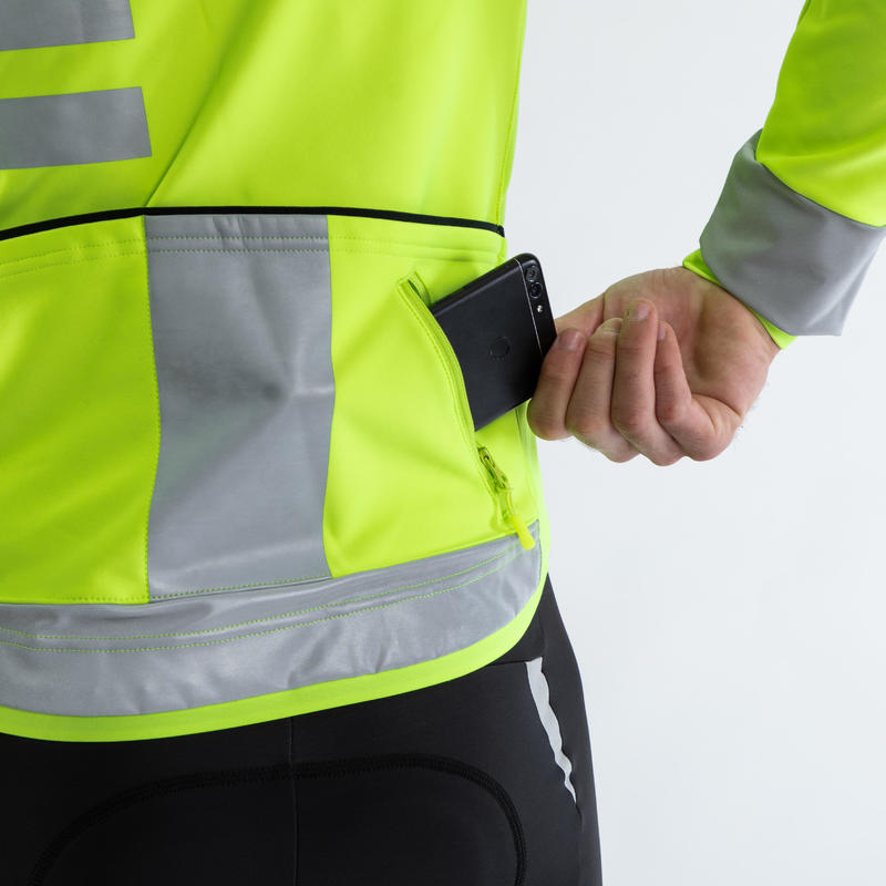 RC500 HiVis Softshell Winter Cycling Jacket Yellow Decathlon