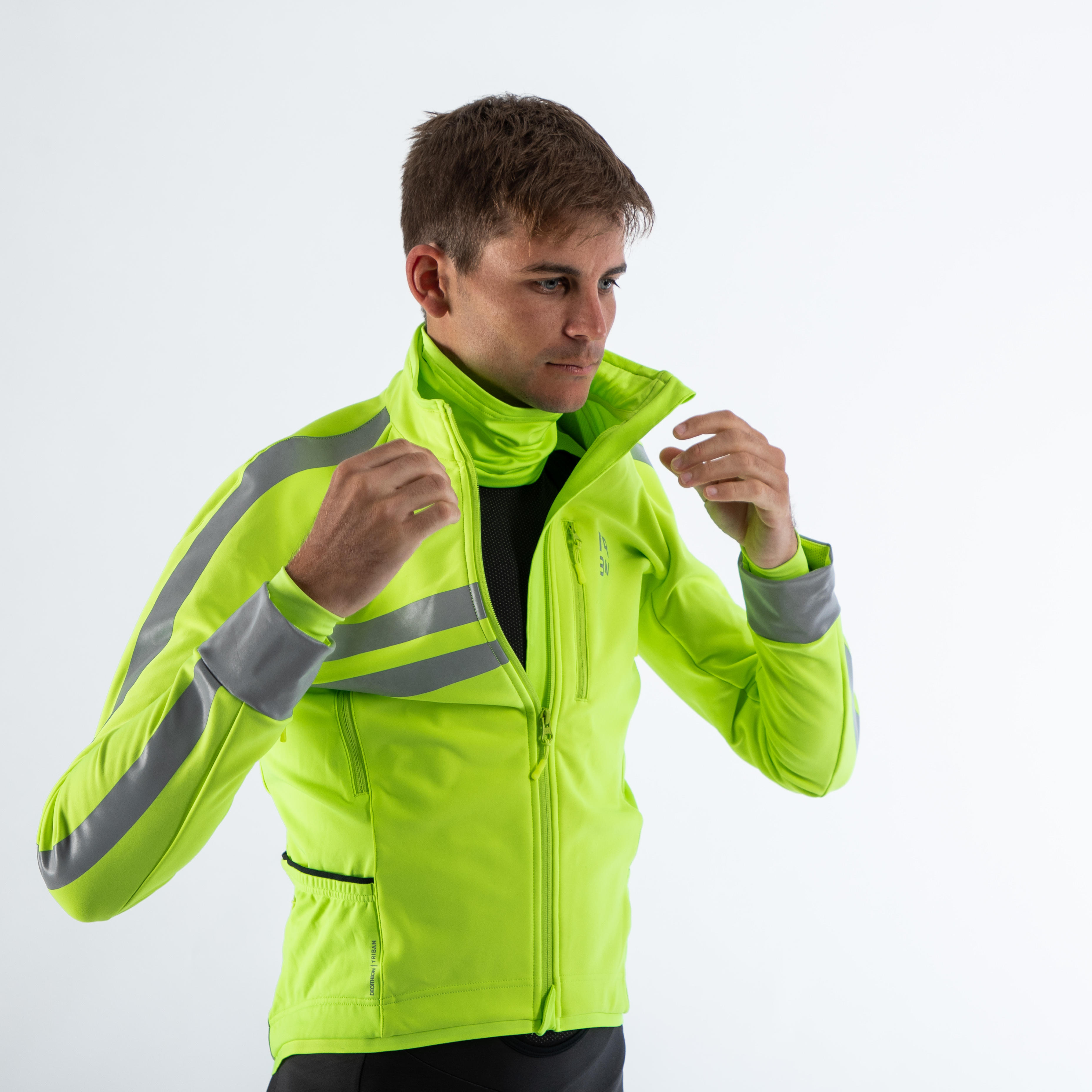 Giacca invernale ciclismo uomo RC500 giallo fluo TRIBAN Decathlon
