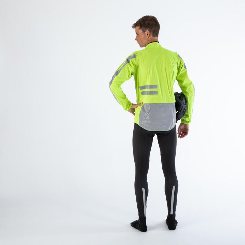 Jachetă ciclism pe ploaie RC500 vizibilitate EN1150