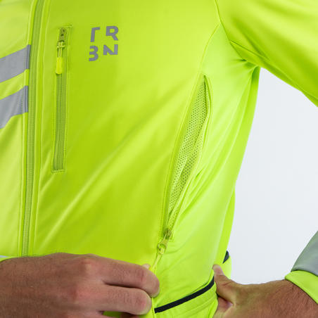 Чоловіча куртка-софтшел 500 високої видимості для велоспорту - Неоново-жовта