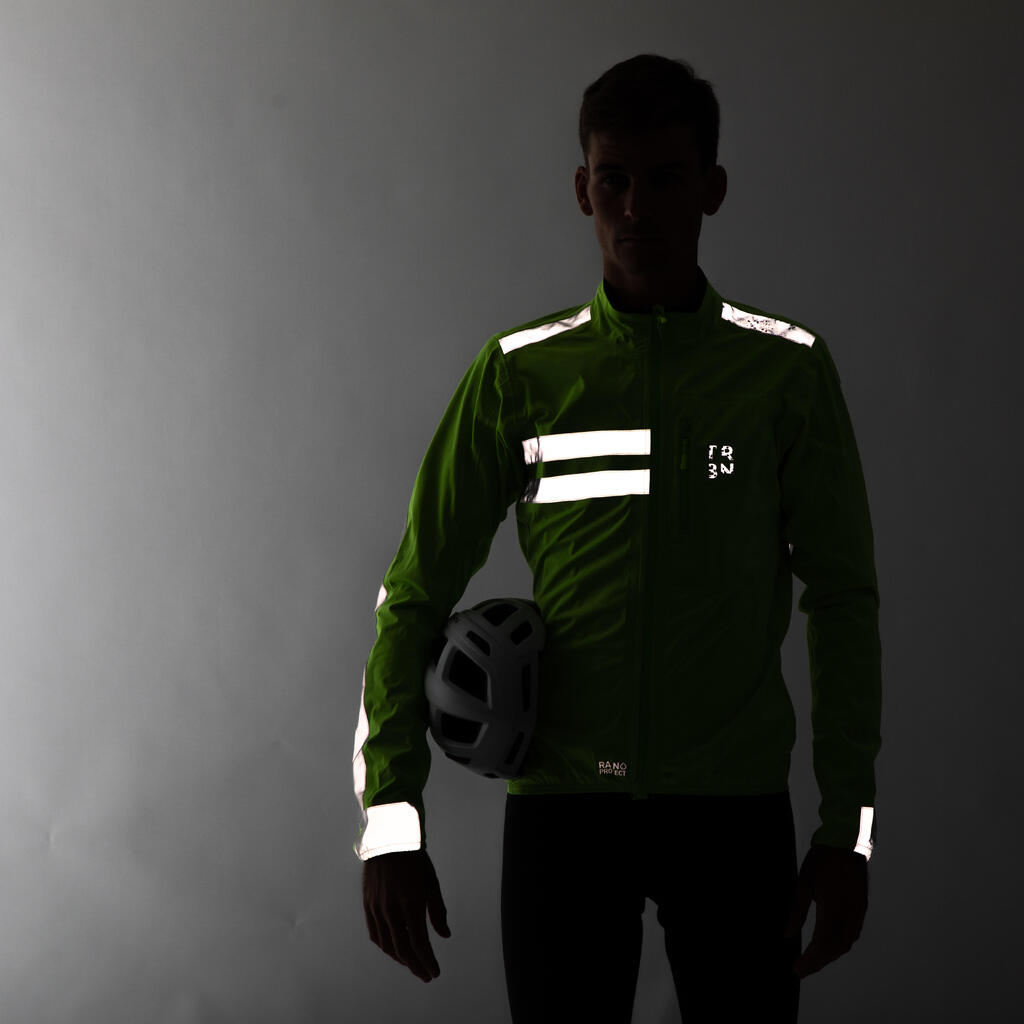 CHAQUETA IMPERMEABLE CICLISMO DE HOMBRE RUTA REFLECTANTE RC500