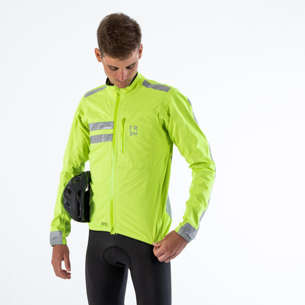 CHAQUETA IMPERMEABLE CICLISMO DE HOMBRE RUTA REFLECTANTE RC500