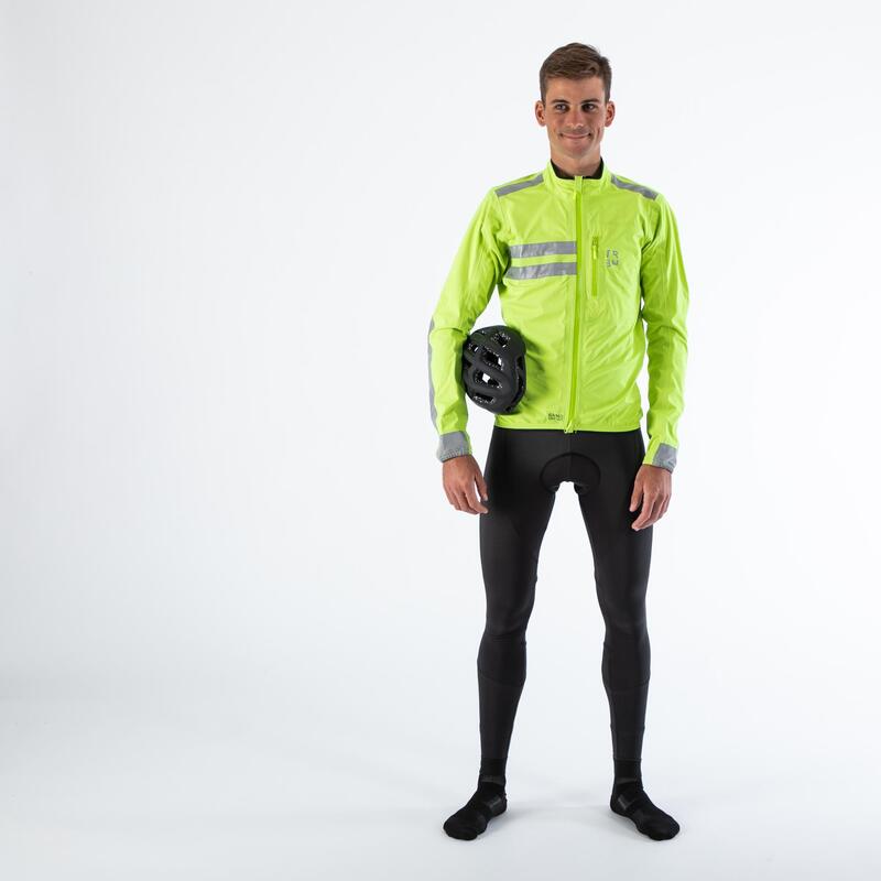 Jachetă ciclism pe ploaie RC500 vizibilitate EN1150