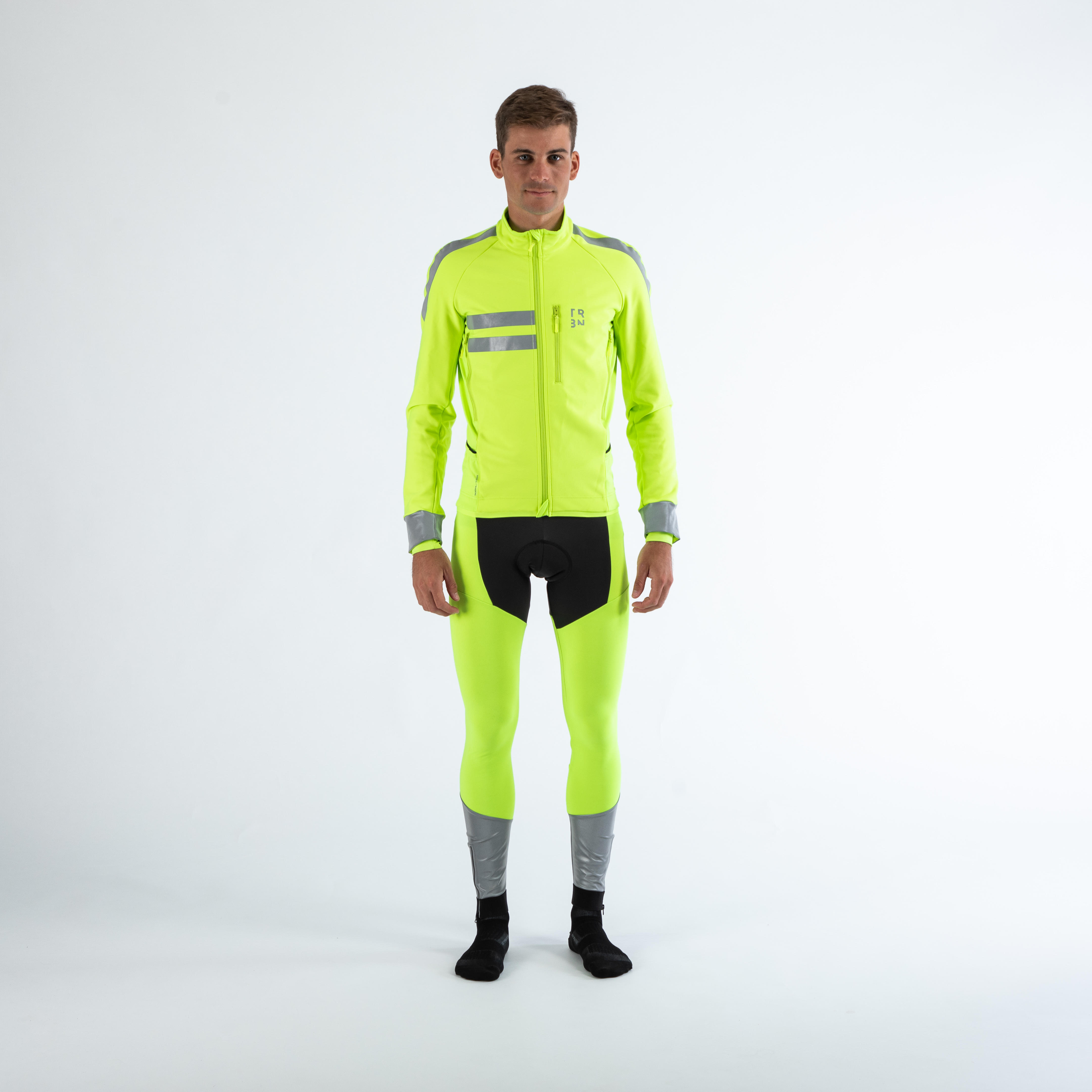 RC500 Hi Vis Warm Cycling Bib Tights Neon Yellow TRIBAN