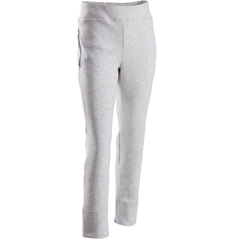 DOMYOS 500 Girls' Warm SlimFit Breathable Cotton Gym Bottoms...