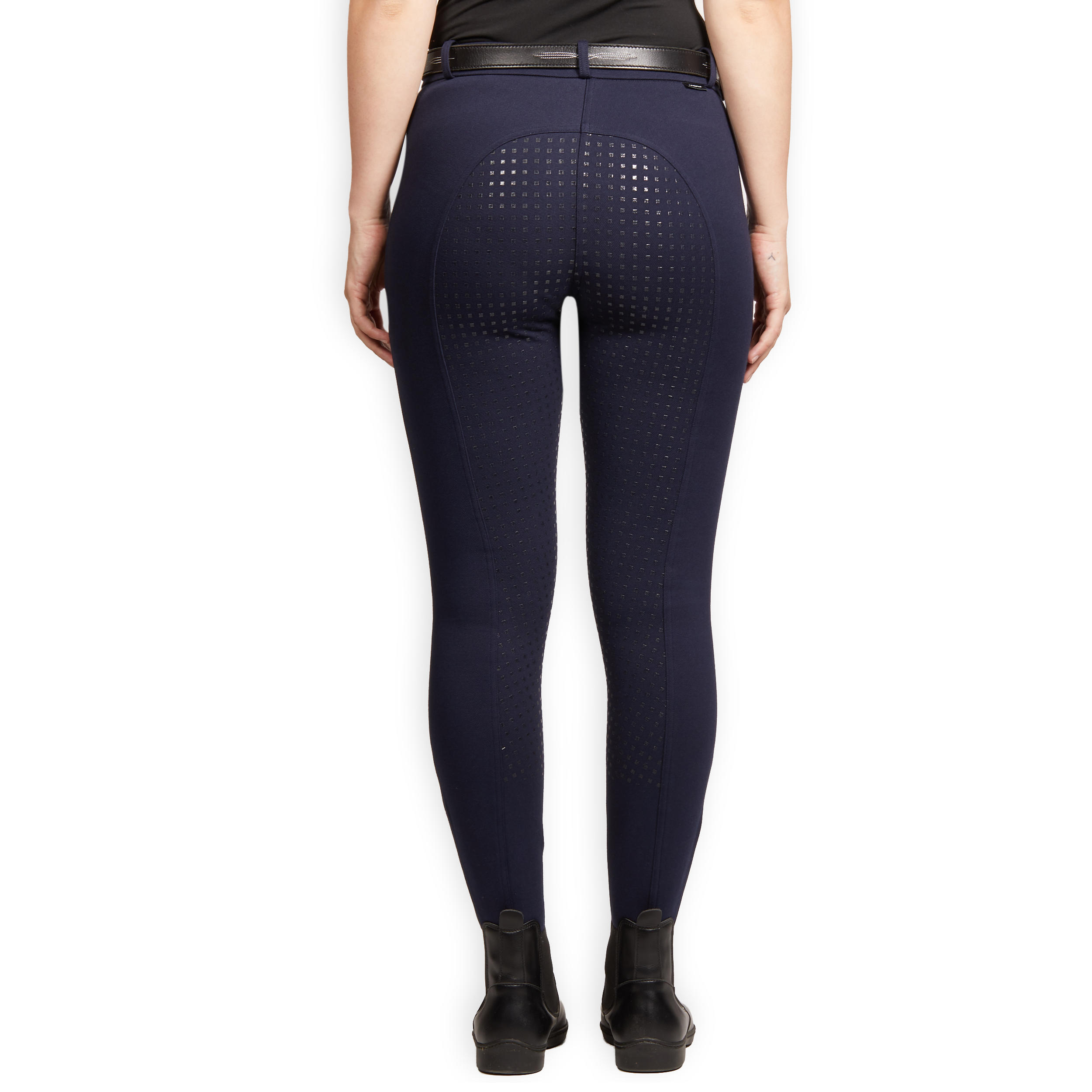 Warme paardrijbroek voor dames 500 full grip marineblauw 6/13
