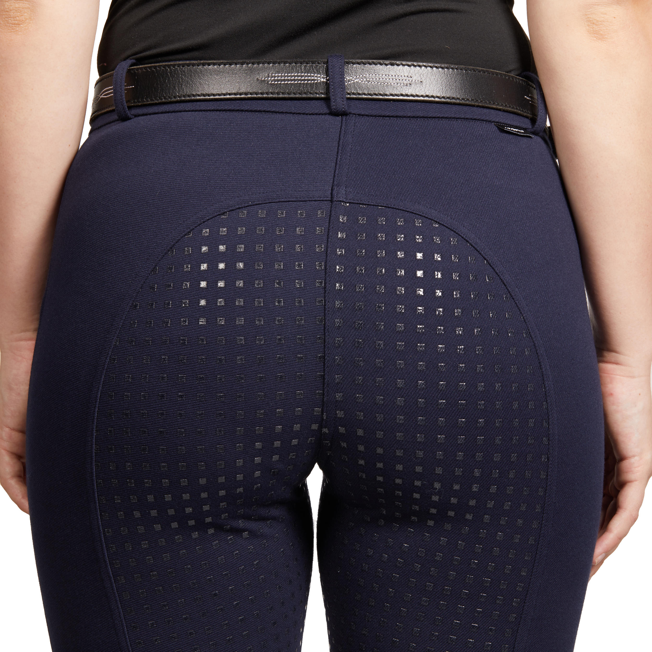 Warme paardrijbroek voor dames 500 full grip marineblauw 9/13