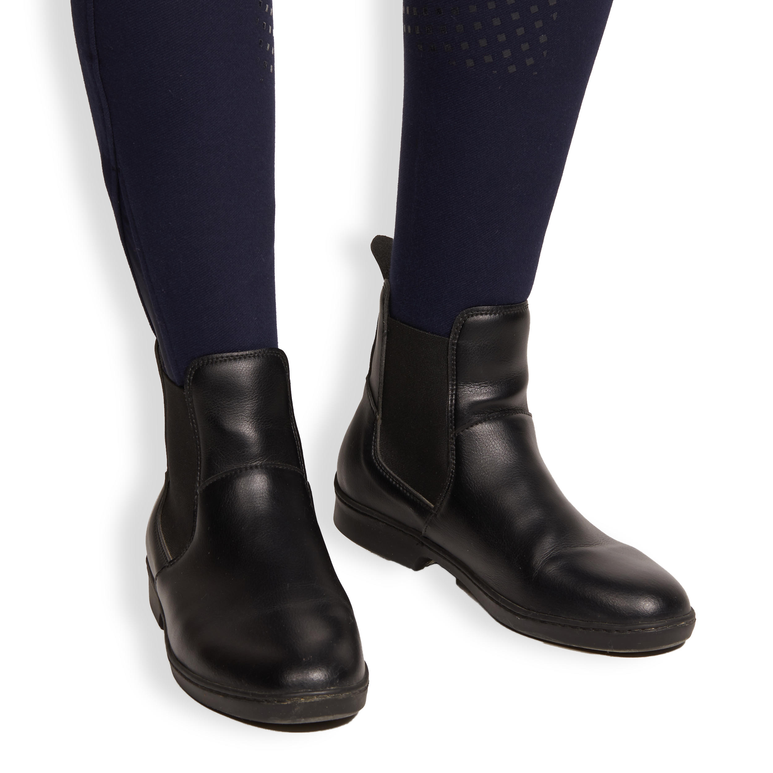 Warme paardrijbroek voor dames 500 full grip marineblauw 13/13