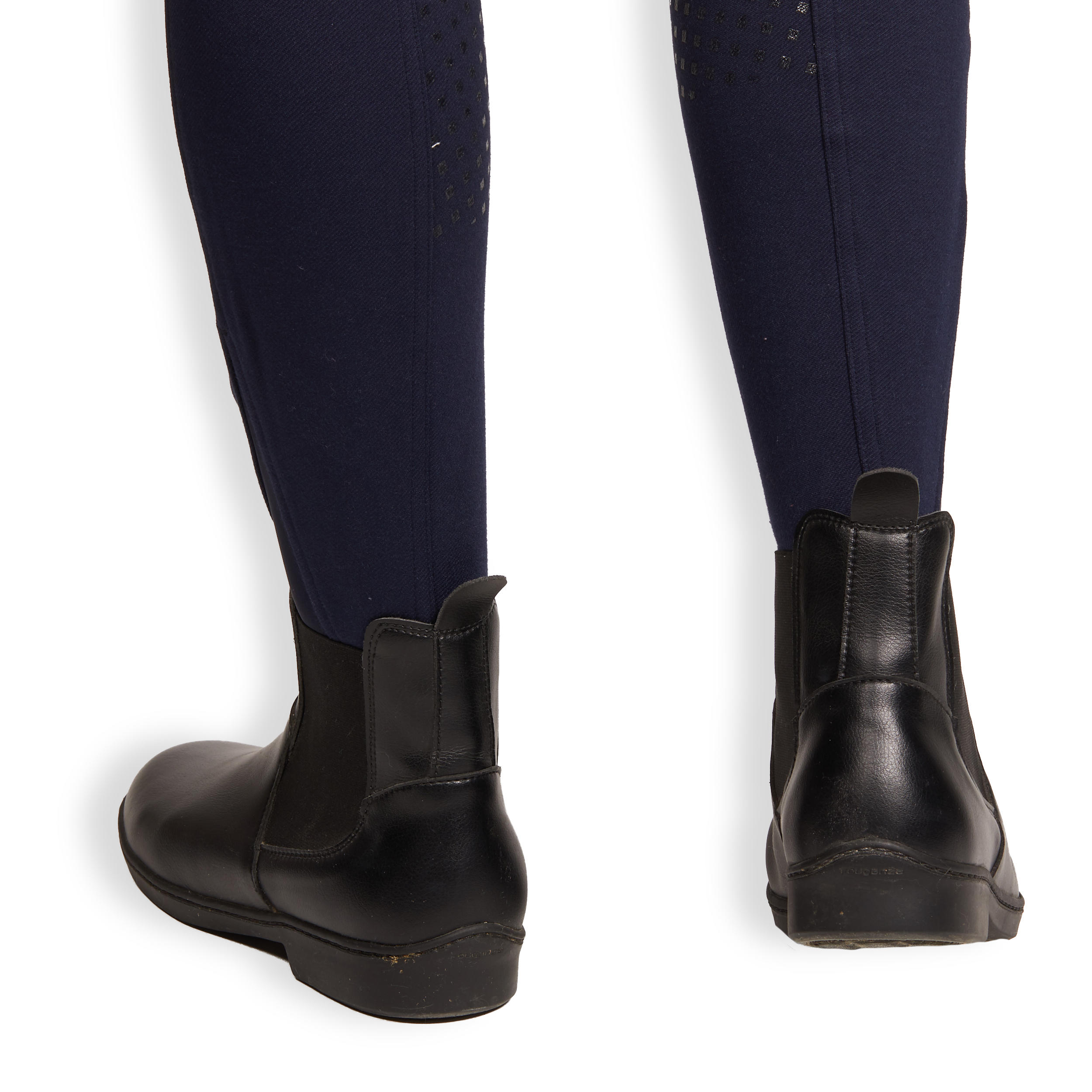 Warme paardrijbroek voor dames 500 full grip marineblauw 12/13