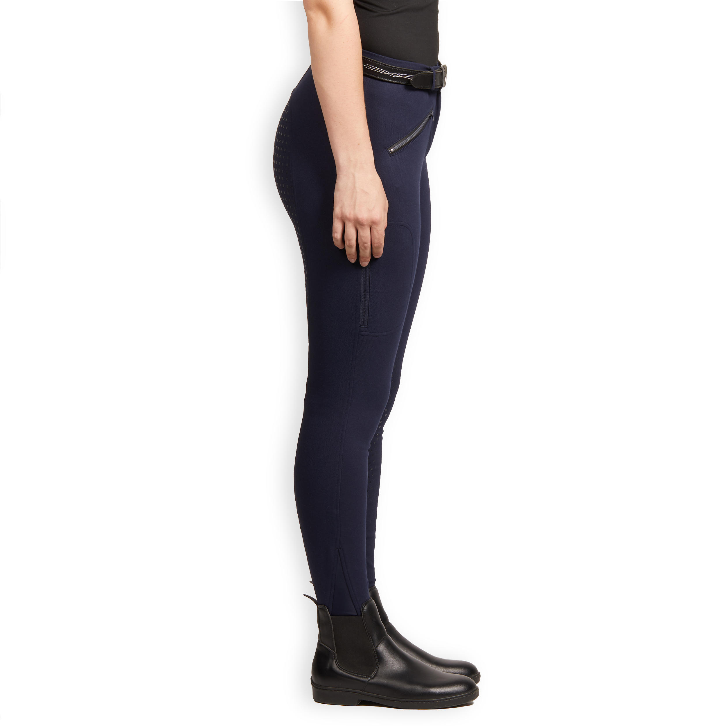 Warme paardrijbroek voor dames 500 full grip marineblauw 5/13